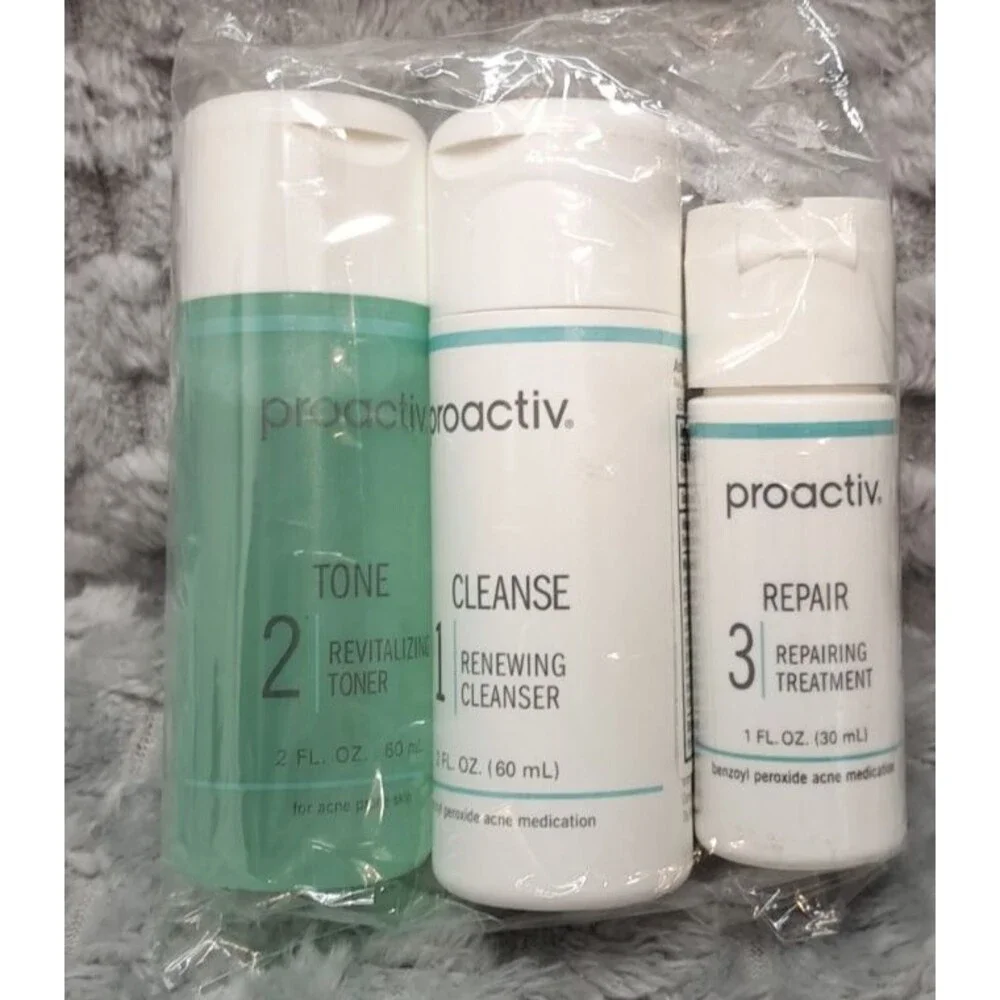 New Proactiv 30 Day 3 Piece Kit Step System  CLEANSE & Tone 2oz REPAIR 1oz Acne